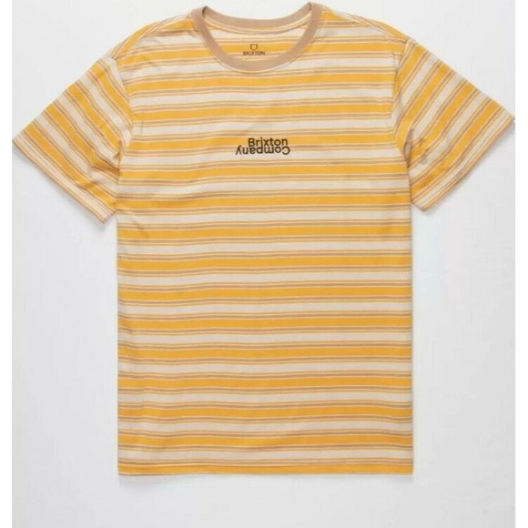 Brixton Hilt Revert Yellow Striped Tee, Sz Small T-shirt - Picture 1 of 8